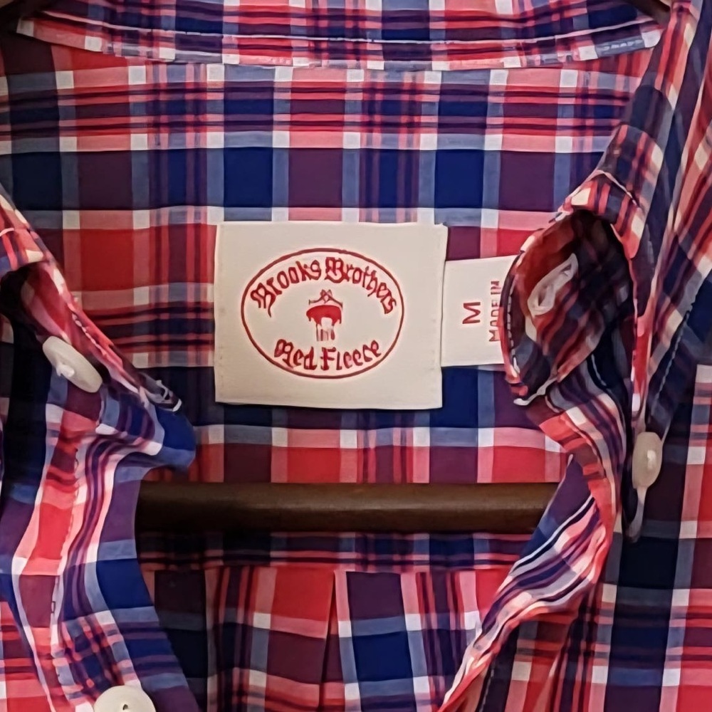 Brooks Brothers Red and Blue Checkered Shirt Medium short sleeve - Picture 5 of 5